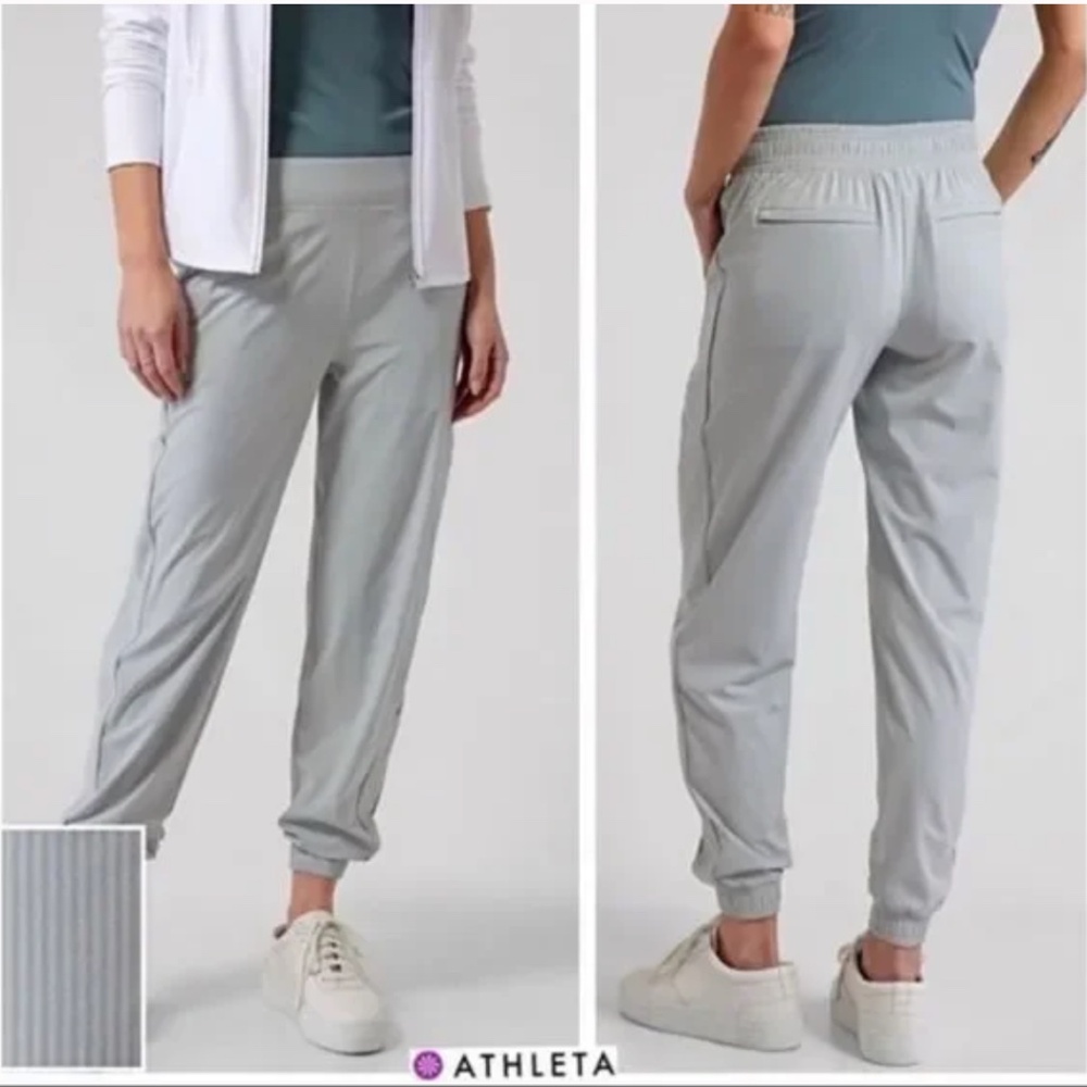 NWT Athleta Brooklyn Textured Jogger City Stripe Coast Grey
